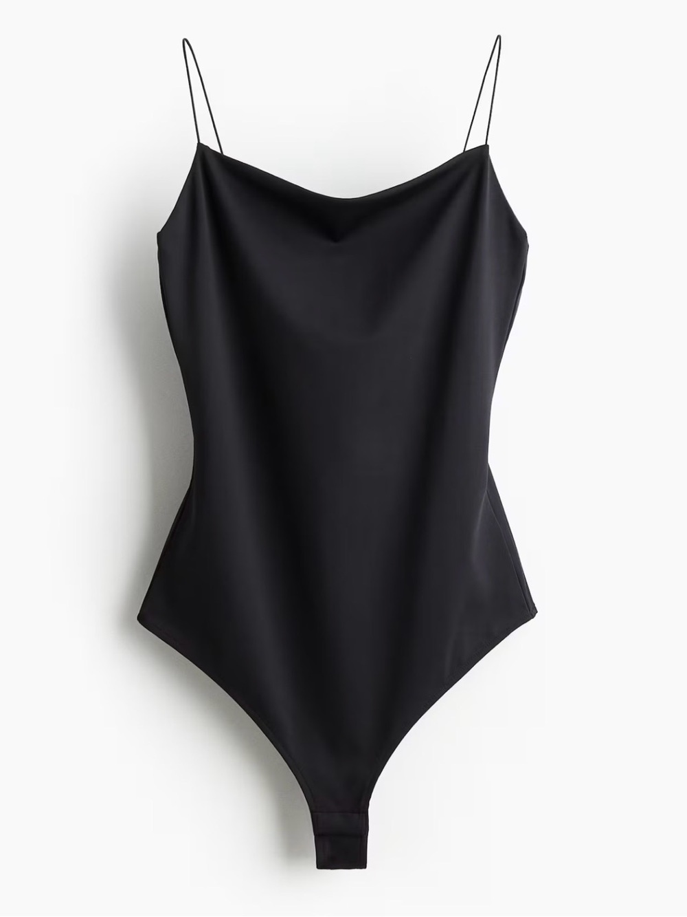 H&M Black Satin-Look Cowl Neck Bodysuit size M